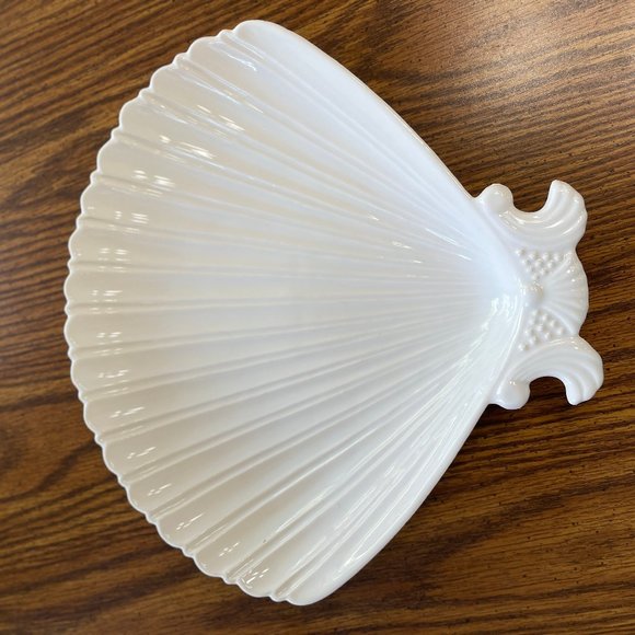 Shell Shaped Scalloped White Ceramic Serving Dish Platter Large 14" Giftcraft - Picture 10 of 13